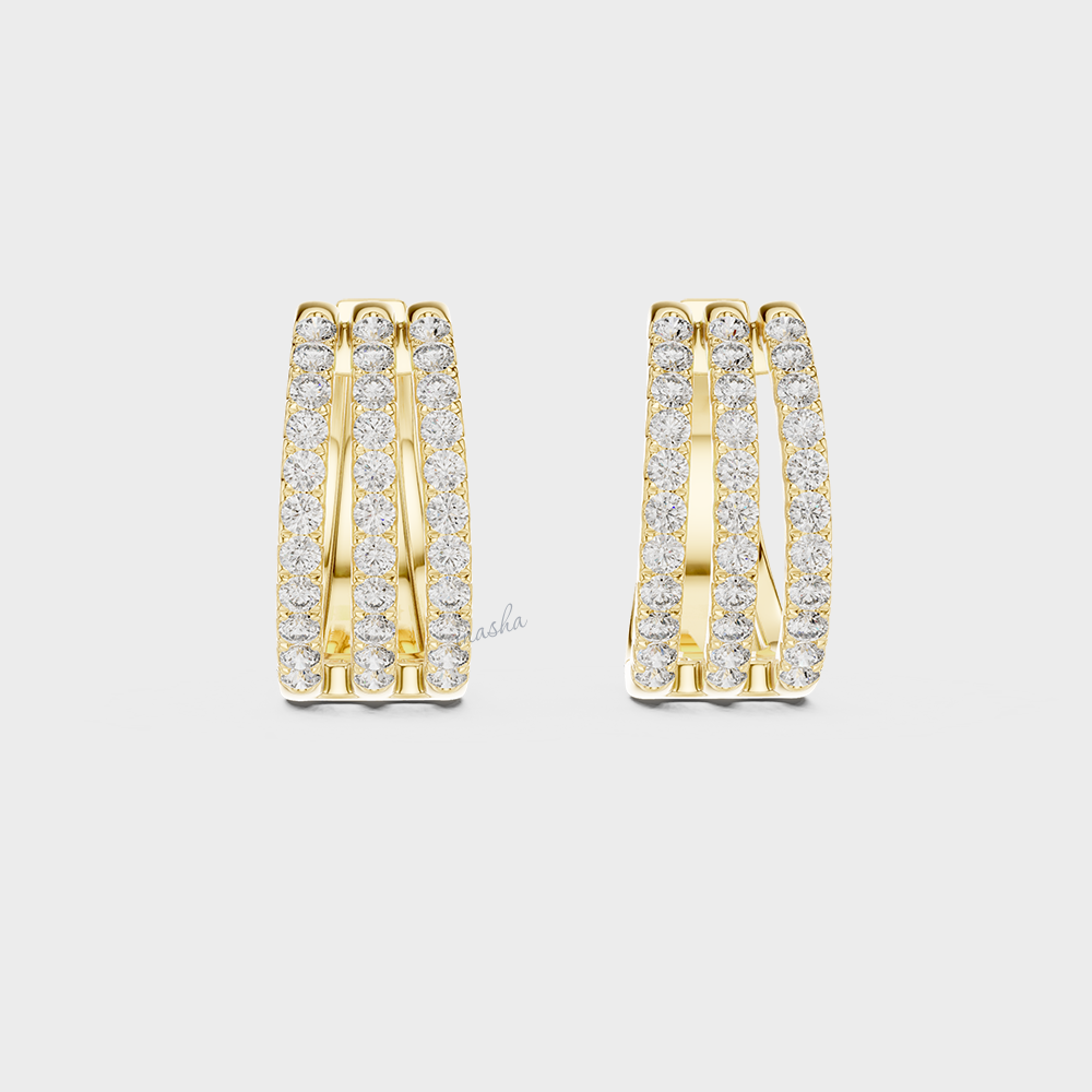 0.99 Ct Each Round Cut Lab-Grown Diamond Hoops In 14K Yellow Gold