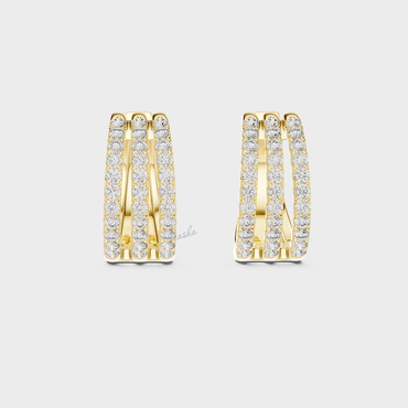 0.99 Ct Each Round Cut Lab-Grown Diamond Hoops In 14K Yellow Gold