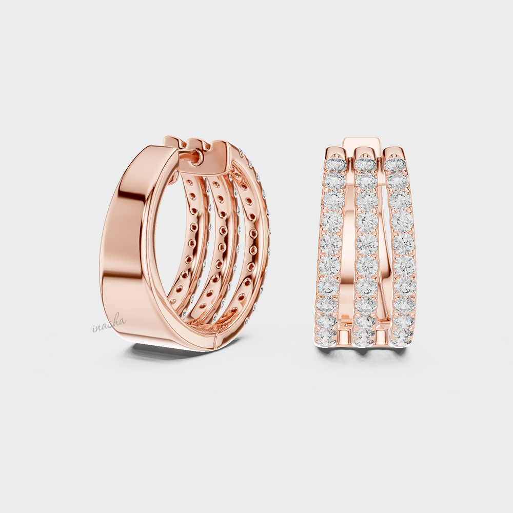 Minimal Luxury Round Lab Diamond Hoop Earrings In Rose Gold – GLI Certified