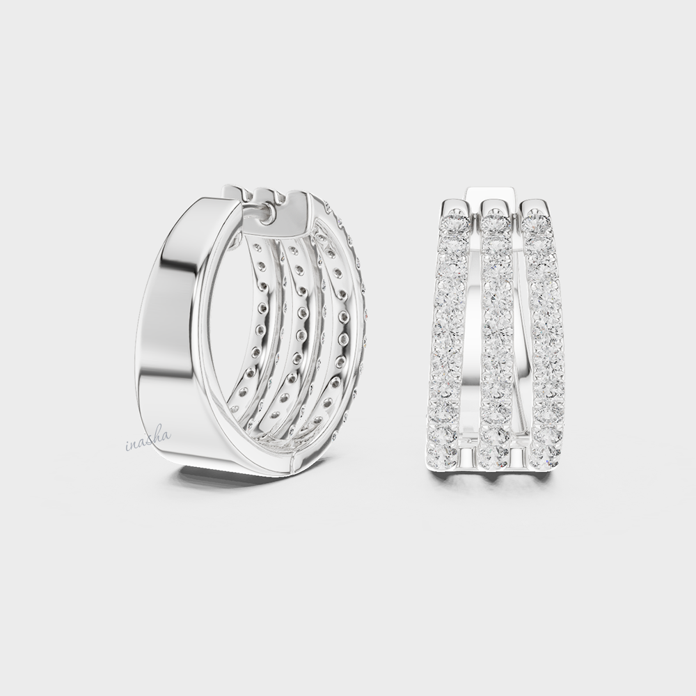 GLI Certified 1.98 Ct Lab Diamond Hoop Earrings In Hallmarked White Gold