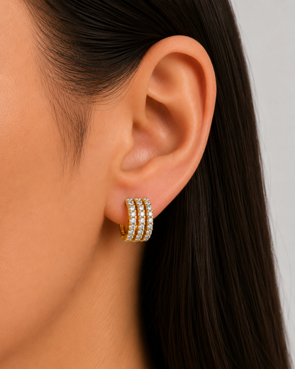 14k Yellow Gold Lab Grown Round Diamond Hoop Earrings