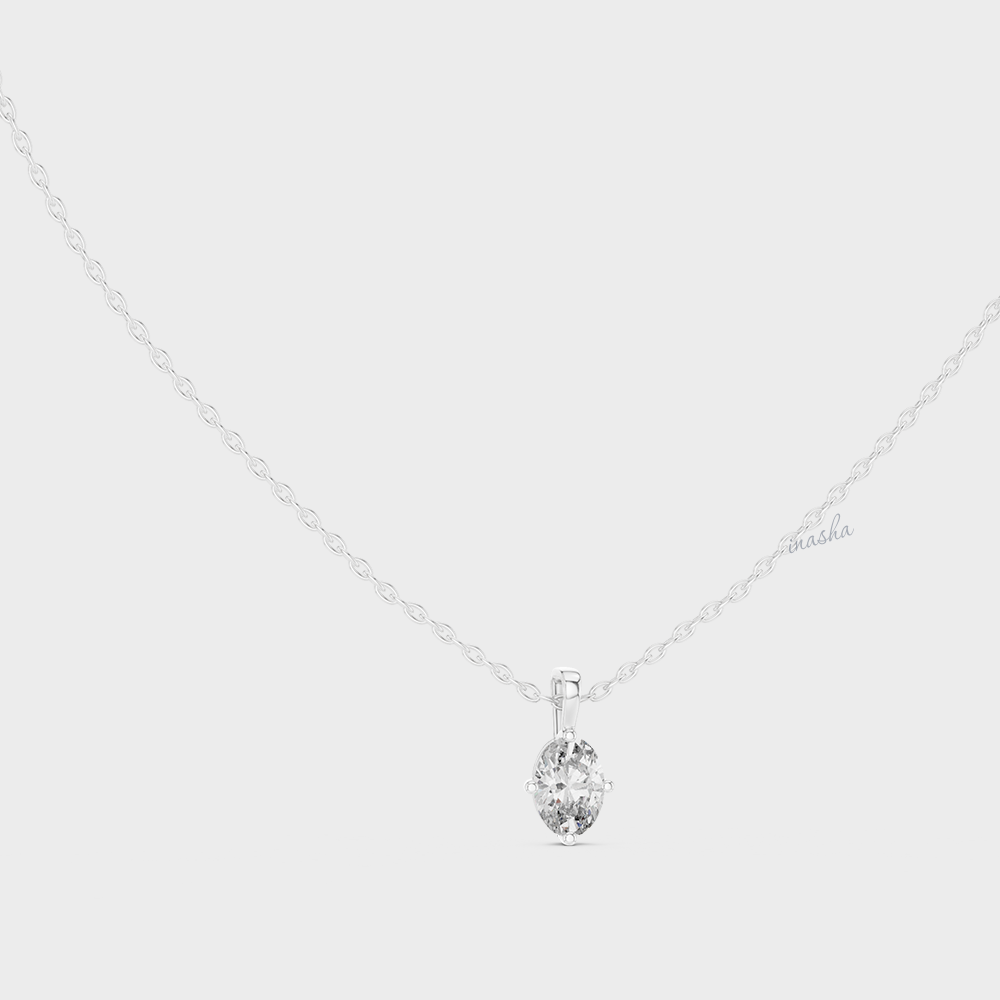 0.75 Carat Oval Cut IGI Cut Lab-Grown Diamond Pendant With Chain In