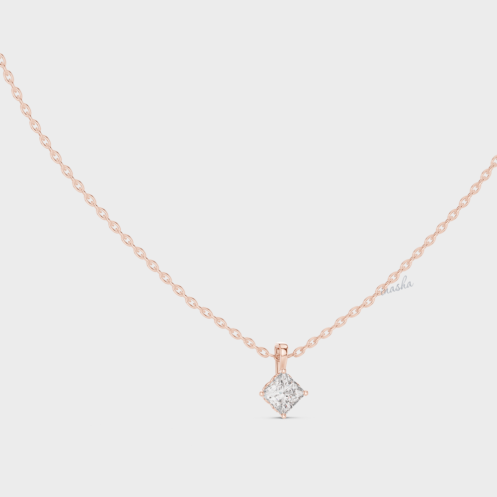 0.50 Carat Princess Cut Lab-Grown Diamond Pendant With Chain in