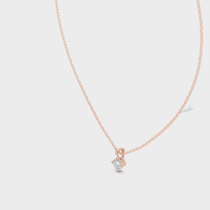 0.50 Carat Princess Cut Lab-Grown Diamond Pendant With Chain in