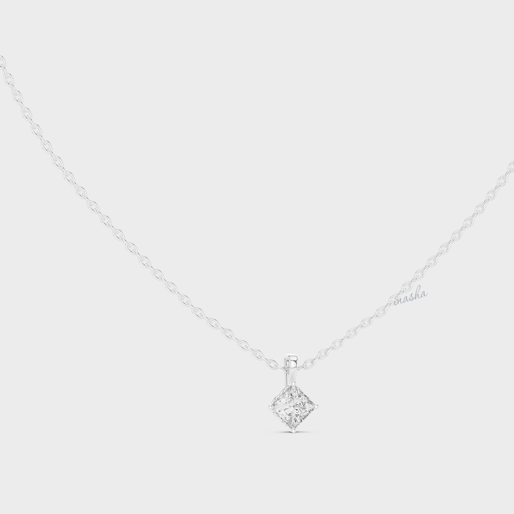0.50 Carat Princess Cut Lab-Grown Diamond Pendant With Chain in