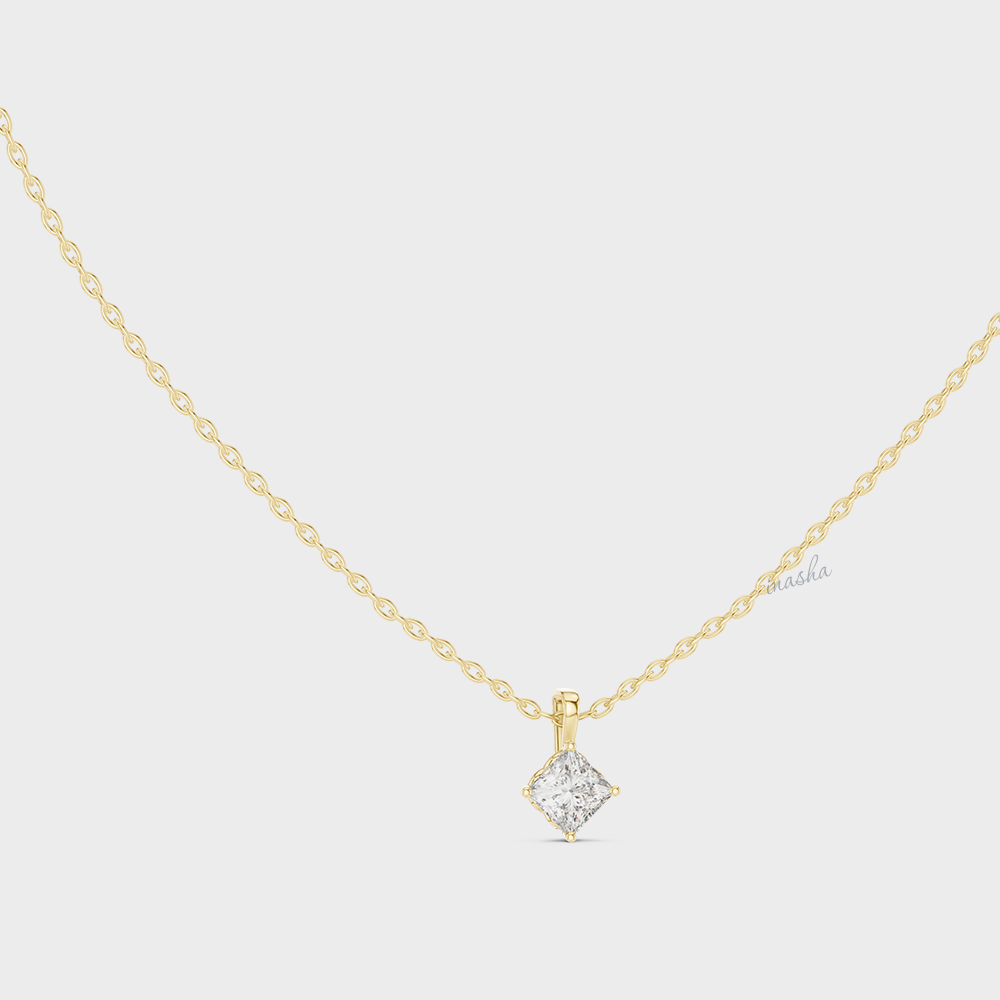 0.50 Carat Princess Cut Lab-Grown Diamond Pendant With Chain in
