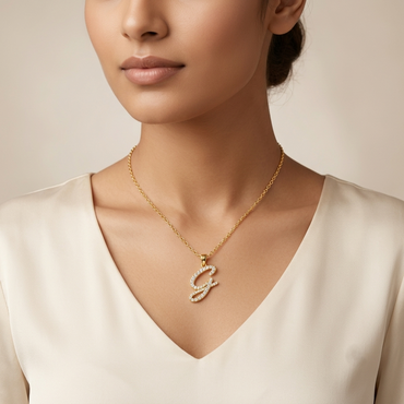 Shop our custom "G" Alphabet Lab Grown Diamond Pendant with Chain. Available in 9K, 14K, 18K Yellow, White, Rose Gold & 950 Platinum. Ethical luxury worldwide.