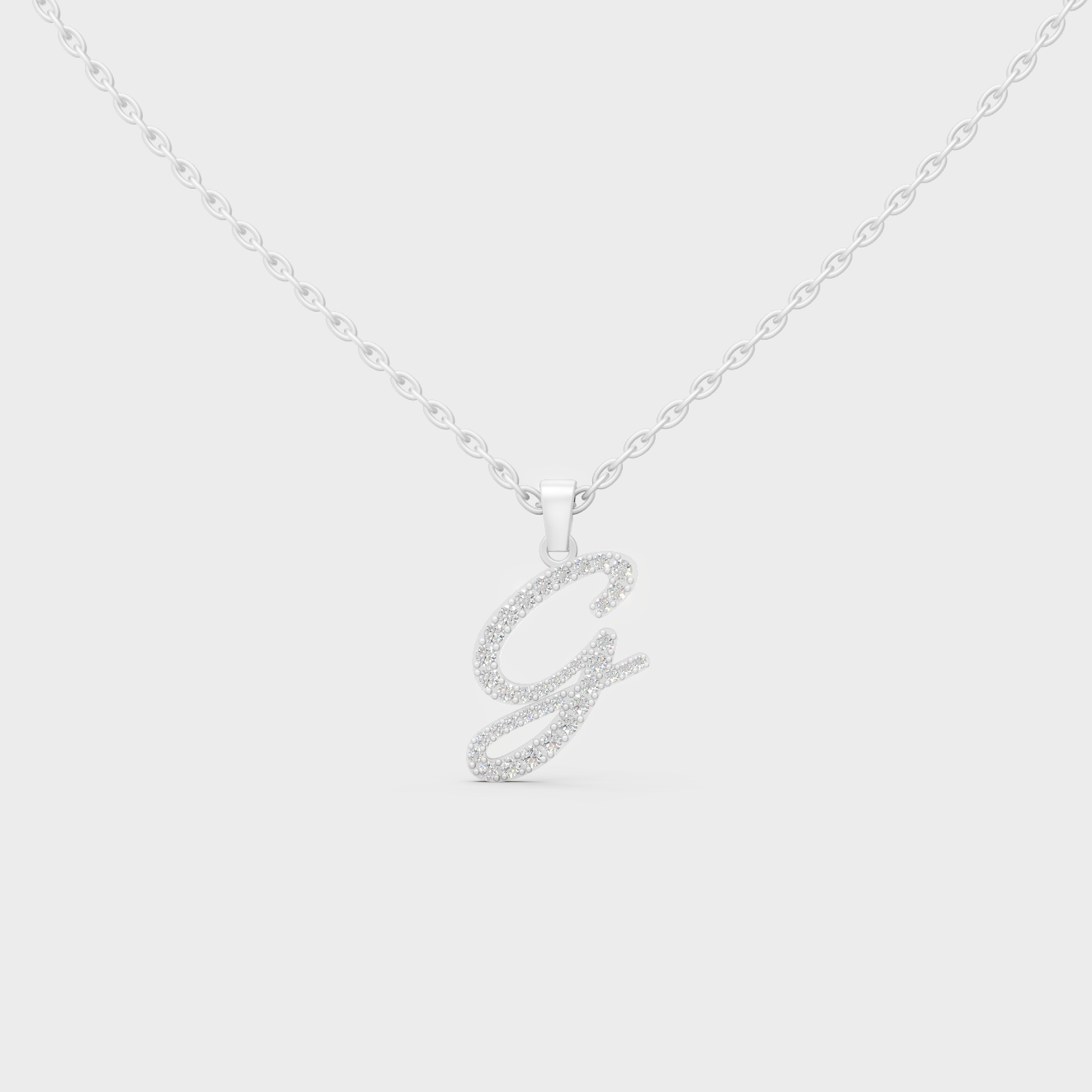 Brilliant "G" Alphabet Lab Grown Diamond Pendant on Shimmering 14K White Gold Chain