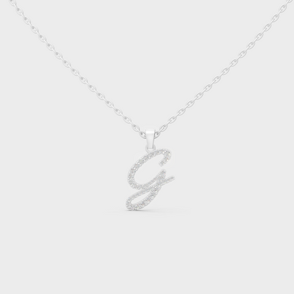 Brilliant "G" Alphabet Lab Grown Diamond Pendant on Shimmering 14K White Gold Chain