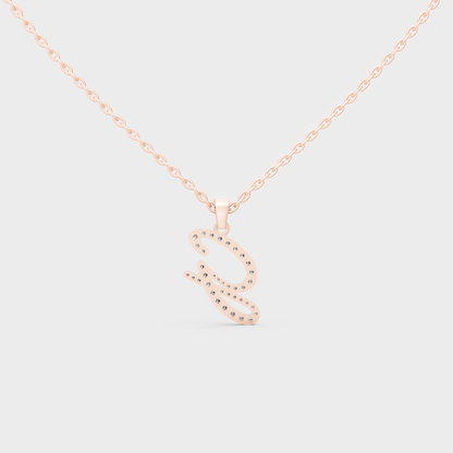 Side Angle of Personalized Alphabet G Lab Diamond Charm on 18K Rose Gold Chain