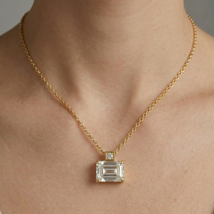 Gli Certified Emerald-Cut Lab-Grown Diamond Pendant In 18K Yellow Gold