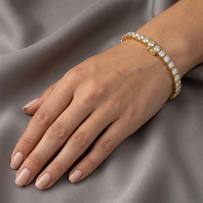 Beautiful Lab Diamond Bracelet Round Cut Yellow Gold