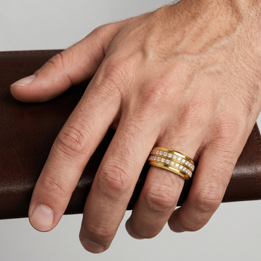 Yellow Gold Men’s Statement Band With Certified 