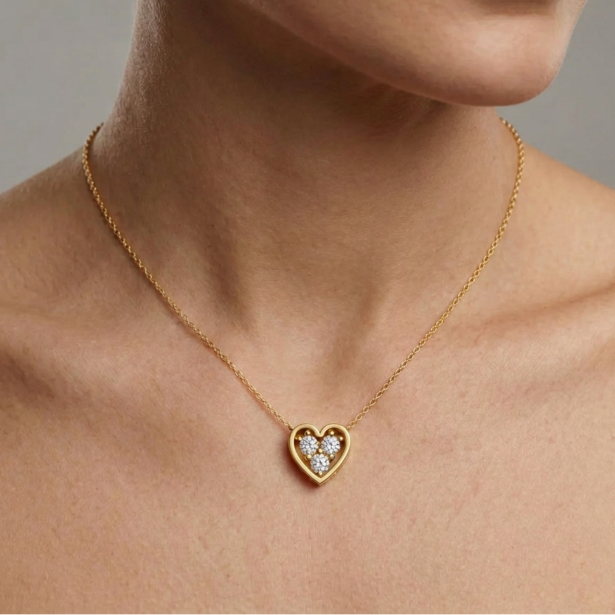 0.36 Ct Lab-Grown Round Cut Diamond Pendant In Yellow Gold