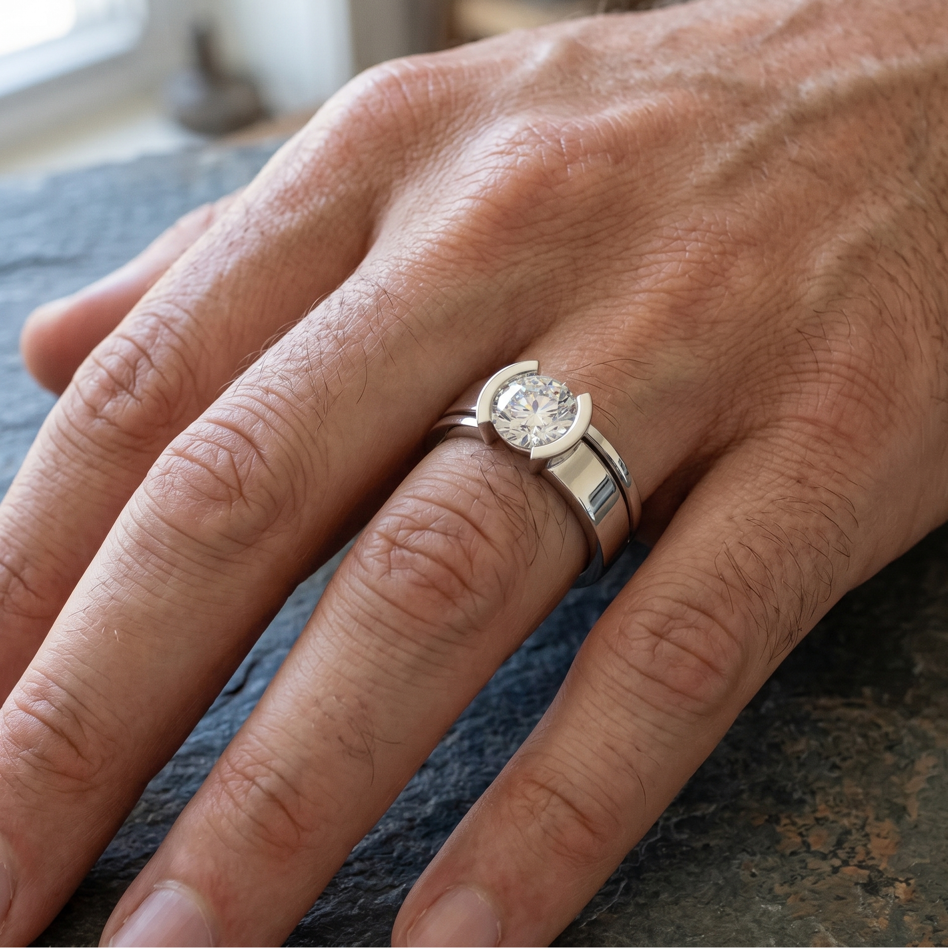 Platinum Men’s Round Lab Diamond Ring For Refined Brilliance