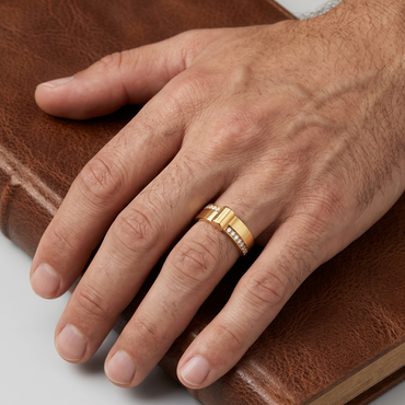 Yellow Gold Men’s Statement Band With Certified 
