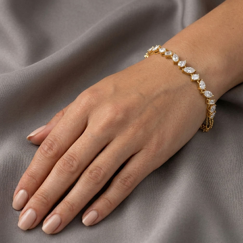 Multi-Shape Lab-Grown Diamond  Chain Bracelet 