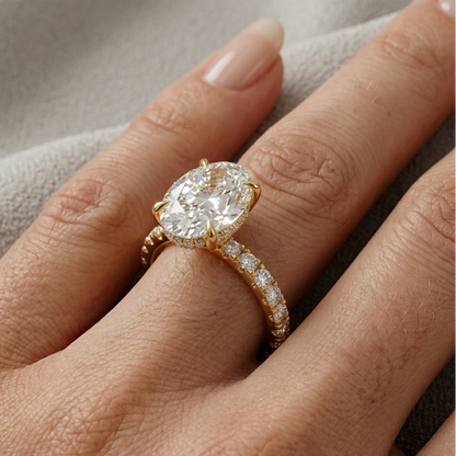  Yellow Gold Engagement Ring Featuring A 3.89Ct Oval Lab Diamond