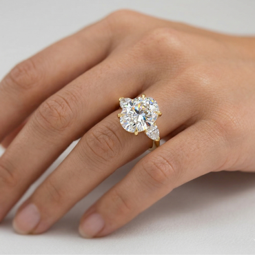  Certified Oval And Pear-Cut Lab-Grown Diamond Ring in Yellow Gold