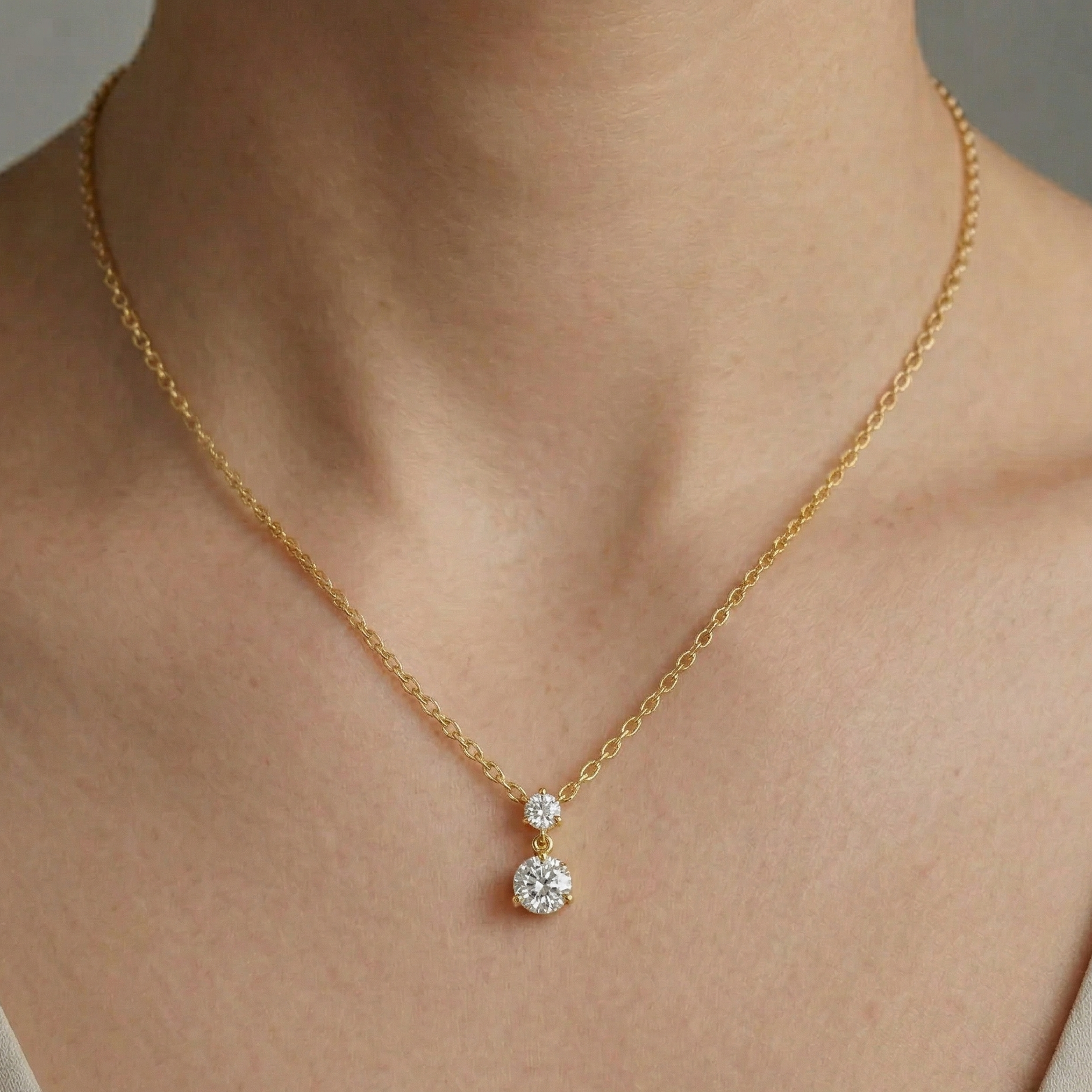 0.61 Ct Round Cut Lab-Grown Diamond Pendant In Yellow Gold