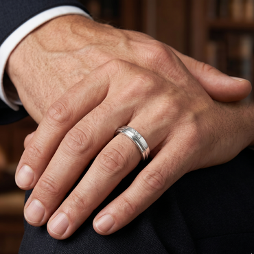 White Gold Men’s Round Lab Diamond Ring 