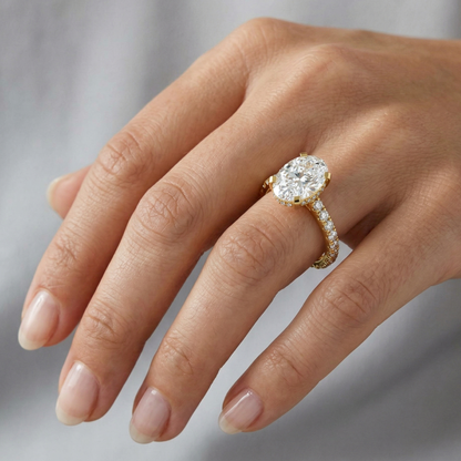Yellow Gold Engagement Ring Featuring A 1.19Ct Oval Lab Diamond