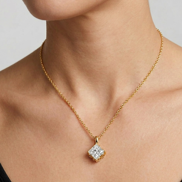 Igi Certified Princess-Cut Lab-Grown Diamond Pendant In 18K Yellow Gold