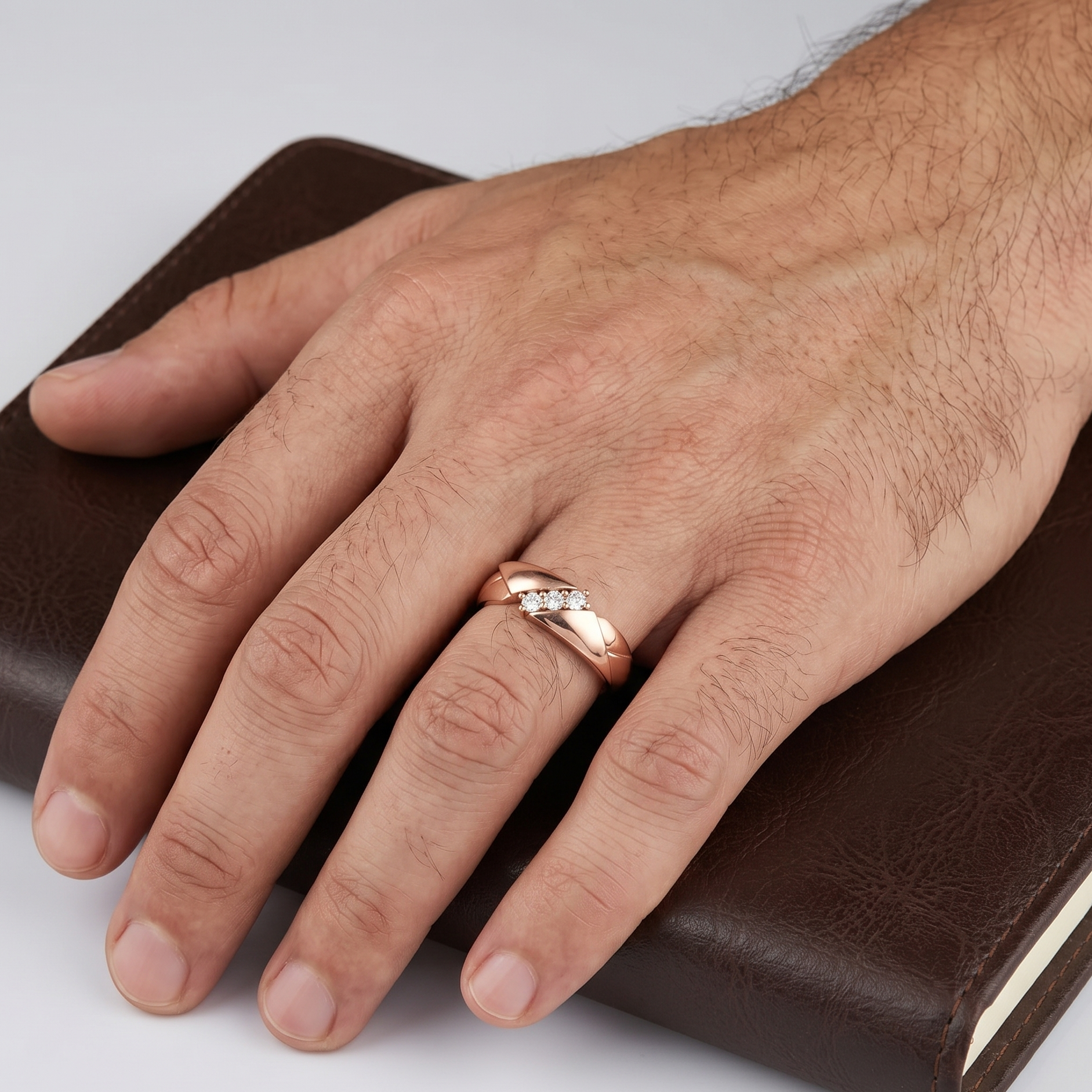Rose Gold Round Lab Diamond Men’s Ring