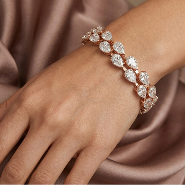 Beautiful  Pear Diamond Tennis Bracelet Rose Gold