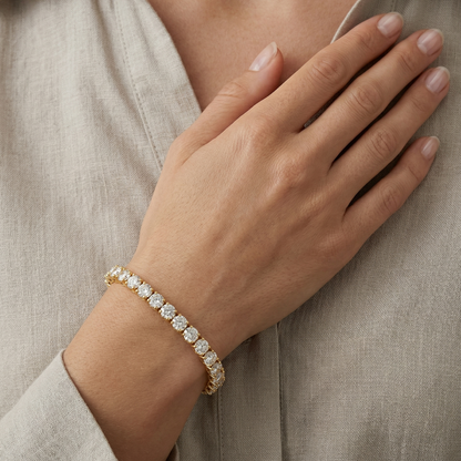 7 Carat Round Cut Lab Grown Diamond Tennis Bracelet in