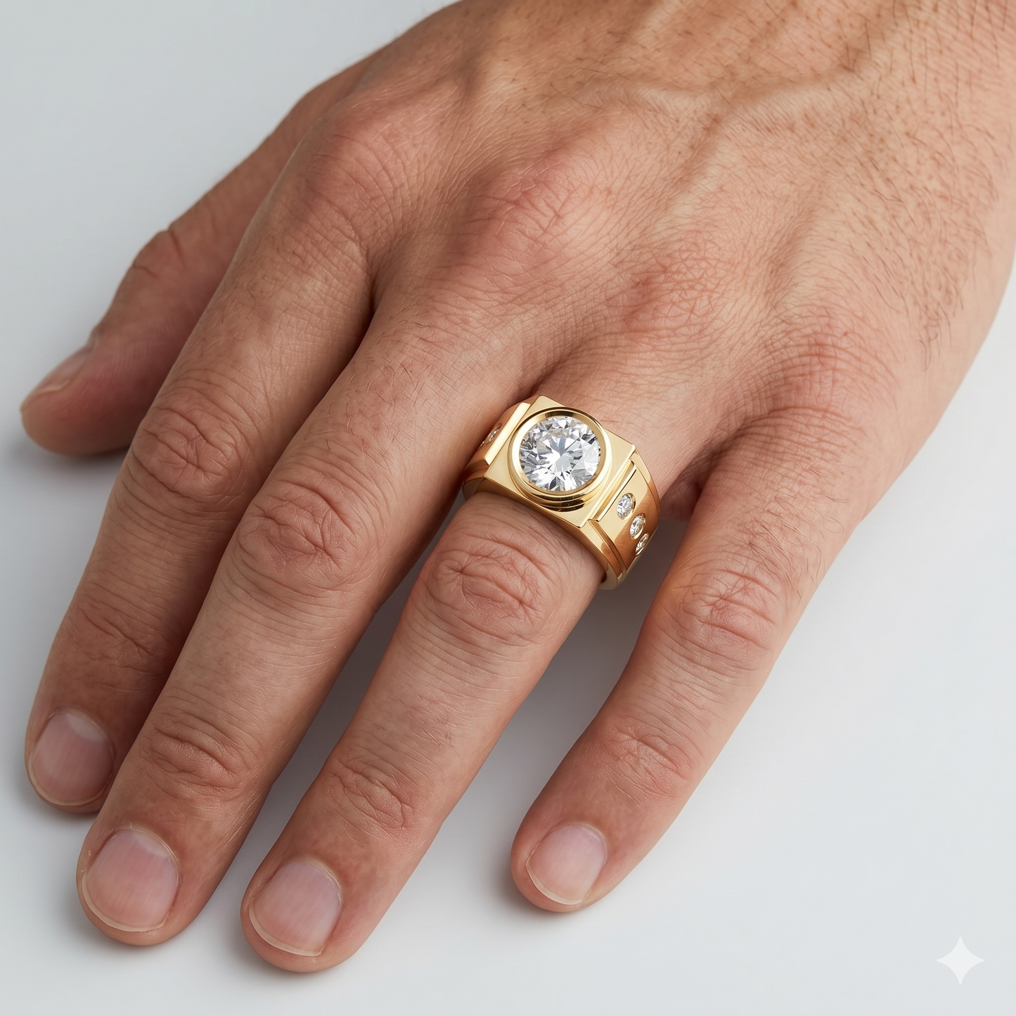 Round Cut Lab Grown Diamond Men’s Ring in