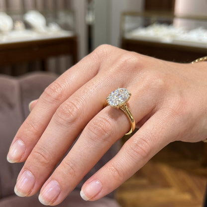 Yellow Gold Engagement Ring With Oval Lab Diamond