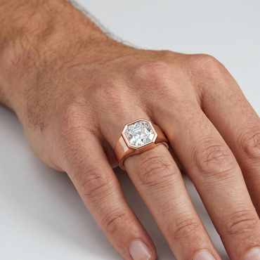 Rose Gold 1-5 Carat Square Radiant Lab Diamond Men’s Ring