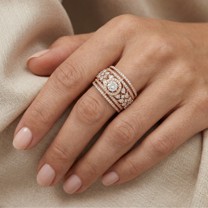 Beautifull Rose Gold Cocktail Ring With Round Lab-Grown Diamonds