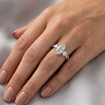 Luxury lab grown marquise cut diamond ring white gold