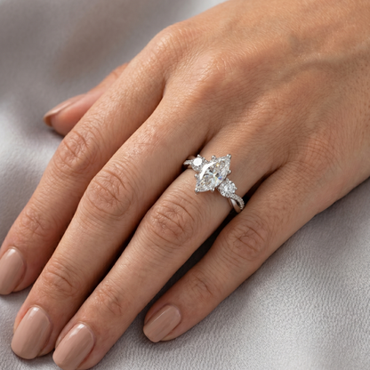 Luxury lab grown marquise cut diamond ring white gold