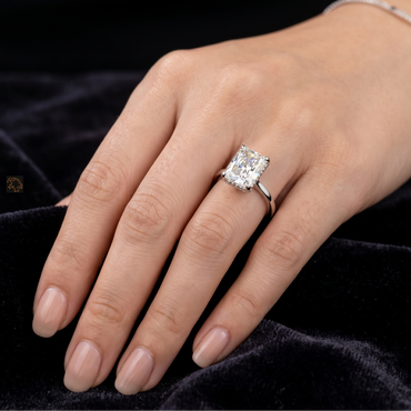 14K White gold lab grown diamond halo ring radiant round