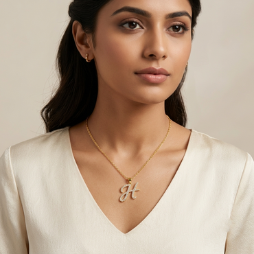 Shop our custom "H" Alphabet Lab Grown Diamond Pendant with Chain. Available in 9K, 14K, 18K Yellow, White, Rose Gold & 950 Platinum. Ethical luxury worldwide.