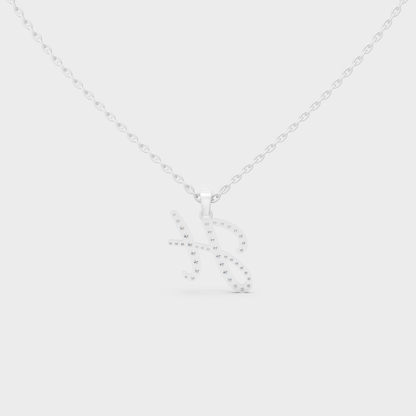 Ultra Durable Solid Platinum Letter H Initial Necklace with Premium Chain Layer