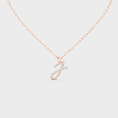 Romantic Rose Gold "J" Alphabet Lab Grown Diamond Pendant and Dainty Cable Chain