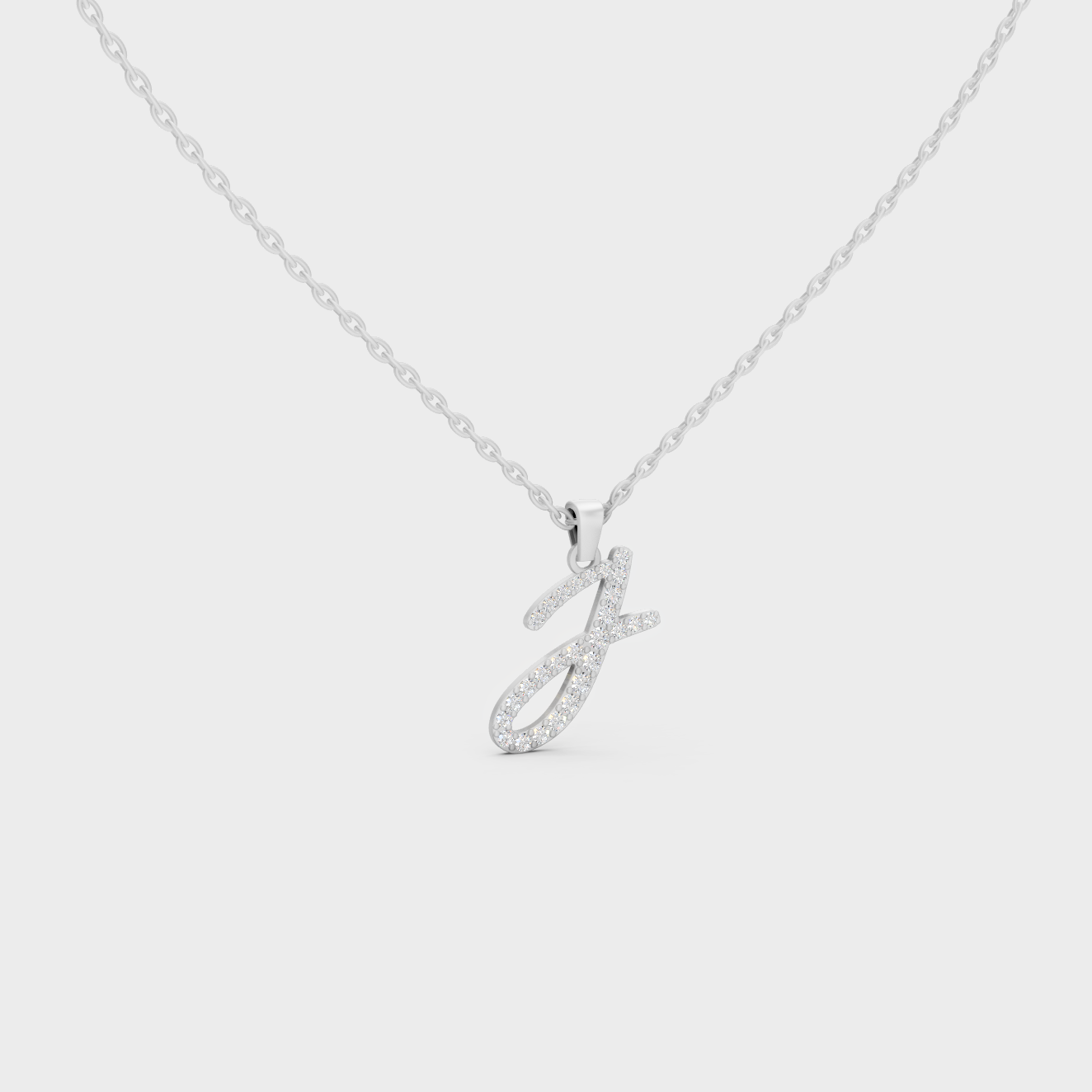 Hypoallergenic 950 Platinum "J" Alphabet Lab Grown Diamond Pendant with Matching Chain