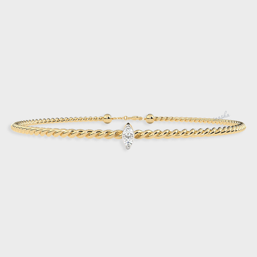 Yellow Gold Round Cut Lab-Grown Diamond Bracelet Luxury Jewelry