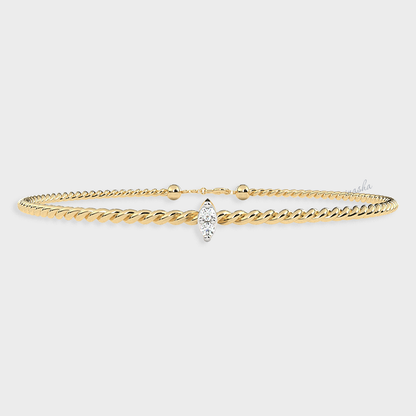 Yellow Gold Round Cut Lab-Grown Diamond Bracelet Luxury Jewelry