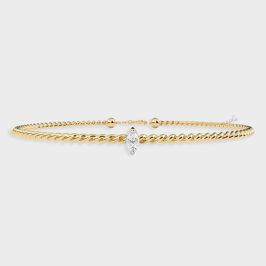 Yellow Gold Round Cut Lab-Grown Diamond Bracelet Luxury Jewelry