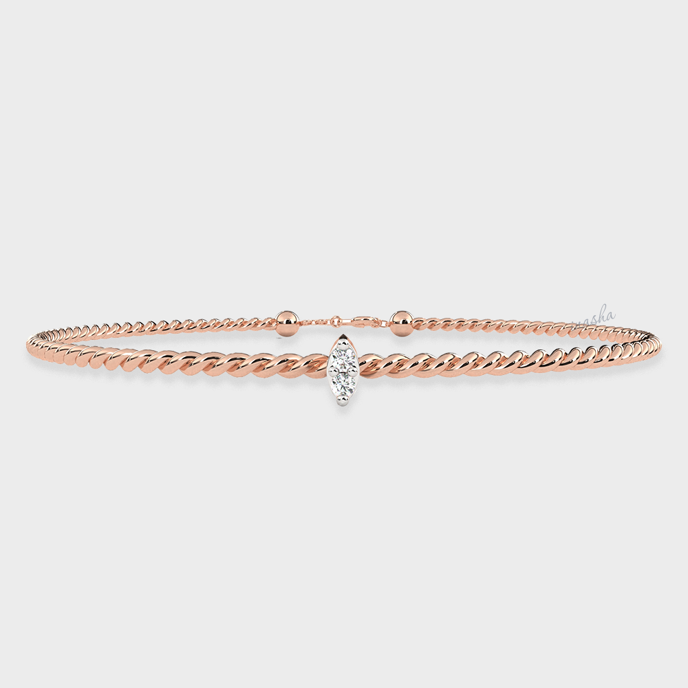 Rose Gold Round Cut Lab-Grown Diamond Bracelet Fine Jewelry