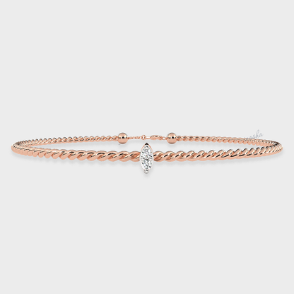 Rose Gold Round Cut Lab-Grown Diamond Bracelet Fine Jewelry