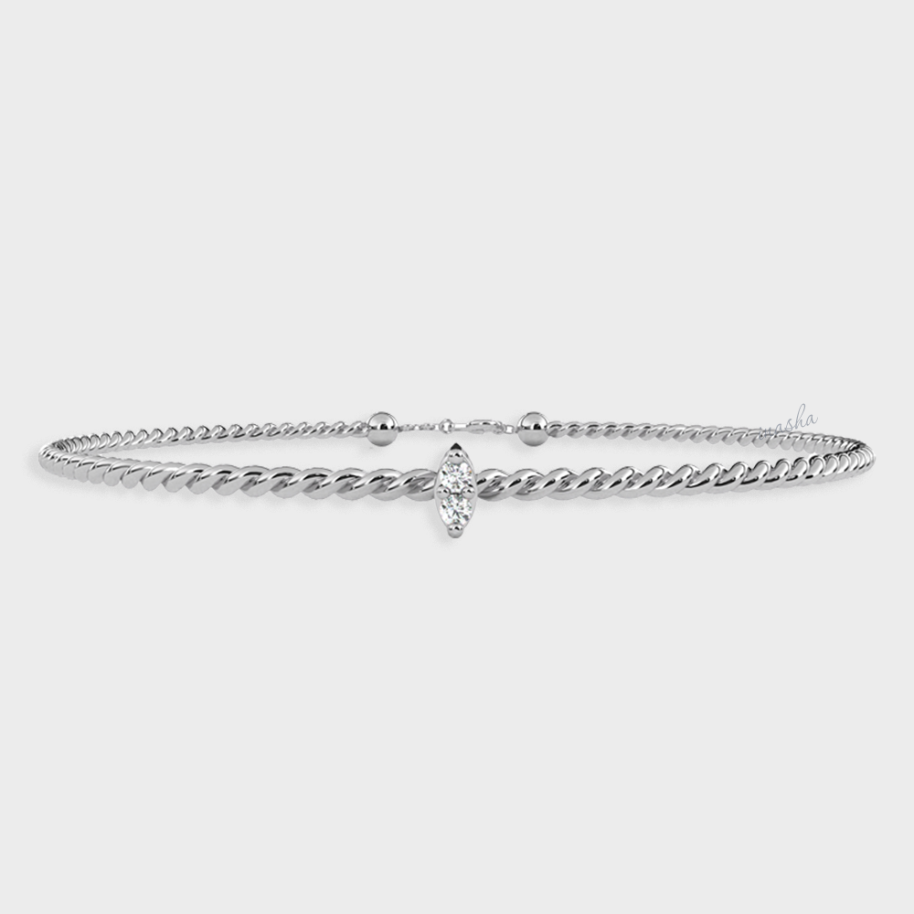 White Gold Round Cut Lab-Grown Diamond Bracelet Fine Jewelry