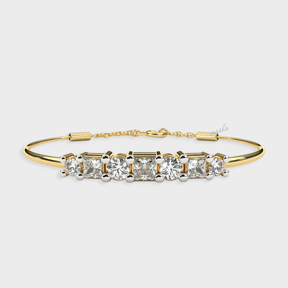 Certified Lab Diamond Bracelet Round Cut Hallmark Yellow Gold