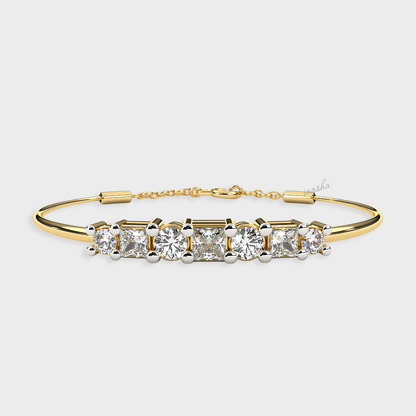 Certified Lab Diamond Bracelet Round Cut Hallmark Yellow Gold