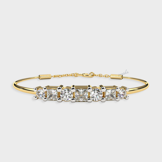 Certified Lab Diamond Bracelet Round Cut Hallmark Yellow Gold